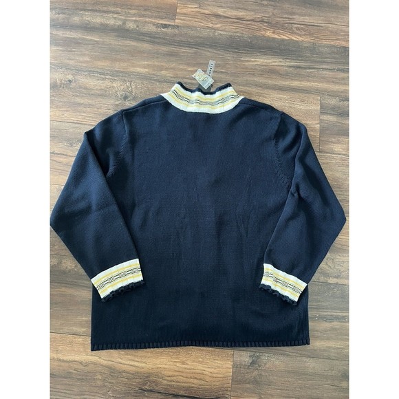 Norton Studio Women’s Sweater Cardigan Button Up Blue Cream Size XL NEW - Picture 8 of 8